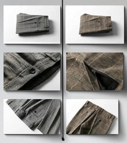 Men's Tweed Herringbone Dress Pants Plaid Classic Fit Adjustable Trousers 26-44 - Picture 5 of 19
