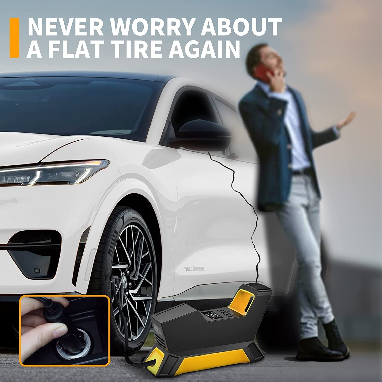 Small Air Compressor for Car Tires - Tire Inflator Portable Air Pump for Sedan