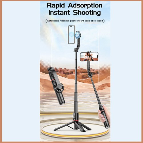 Magnetic Bluetooth Selfie Stick Holder Handheld Tripod Stand For Mobile Phone - 第 8/17 張圖片