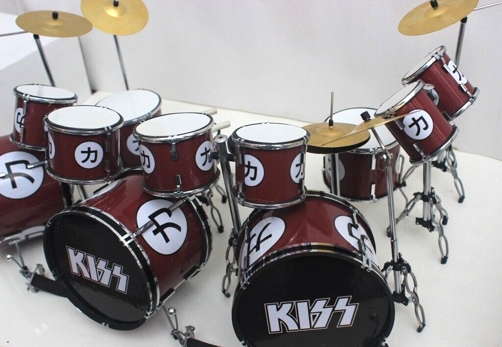 Miniature Drum Set Kit KISS Triple Bass Drum Miniature Replica Drum Set