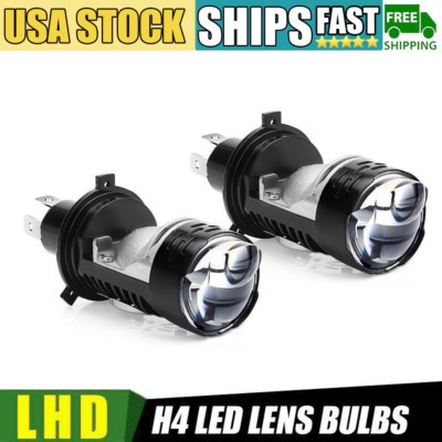 2PC 12000LM H4 Mini Bi-LED Projector Lens Headlight Kit Bulbs Hi-Lo Retrofit LHD