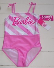 Girls Pink Barbie 1 Pc Fully Lined Swimsuit UPF 50 Sz 4 or 5-6