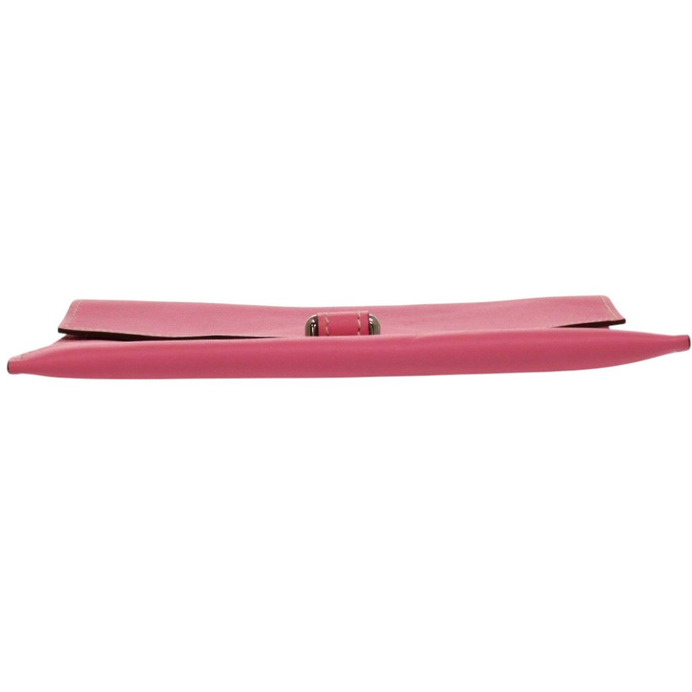 AUTHENTIC HERMES Pochette BiancaPouch pink White Leather — image 3