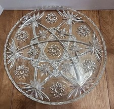 Anchor Hocking Round Clear Glass 13 1/2 Serving Platter Prescut Star of David