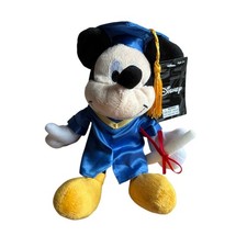 Disney Mickey Mouse in Blue Cap  Gown Graduation Bean Bag Plush w/ Tag