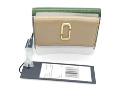 Marc Jacobs J Logo Leather Trifold Mini Wallet Sandcastle Multi New MK025021
