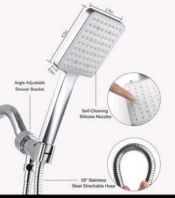 Handheld Shower Head 6 Spray Mode Detachable Stainless Steel by Grich Venus New