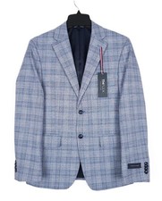 Tommy Hilfiger Mens Modern Fit Sport Coat 36S Light Blue Plaid Flex Stretch NWT