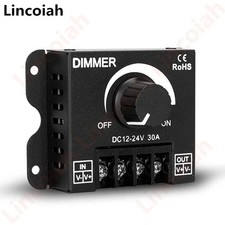 LED Light Strip Switch Dimmer DC 12V-24V 30A PWM Dimming Controller with Knob
