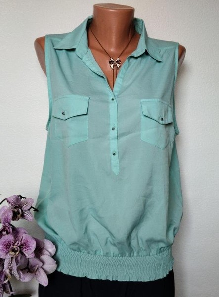 Women Etam Shirt Turquoise Polyester 42 / XL / 50