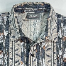 Vintage Triumph CA Abstract Pattern Button Up Camp Hawaiin Shirt 90s Retro Men L