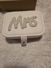 MRS Travel Jewelry Case for Bride Jewelry Box Small Jewelry Organizer MRS White