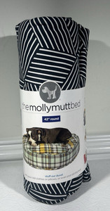 The MollyMutt Bed Dog Bed Duvet- washable- navy/white- 42" Round- NEW