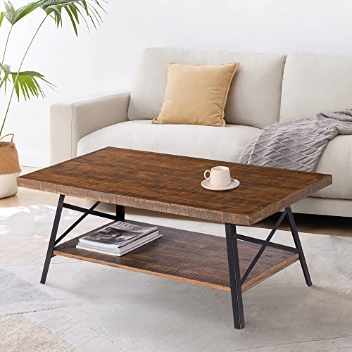 OLEESLEEP COCKTAIL TABLE METAL LEGS RUSTIC BROWN RUSTIC BROWN 18TB01S