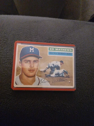 1956 Topps EDDIE MATHEWS Gray Back  Card #107 
