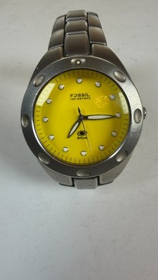 Fossil AM-3318 Watch with Yellow Dial NICE! Women's