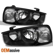 Fit 2001 2002 2003 Elantra Black Headlights Replacement 01 02 03 Left + Right