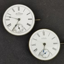 American Waltham Watch Co. pocket watch lot x2 movement face 1s 0s 9j 7j 1882
