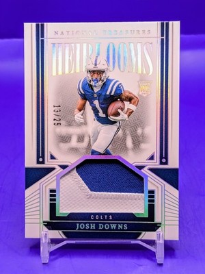 Josh Downs 2023 National Treasures Rookie Heirlooms Holo Silver Patch RC 13/25