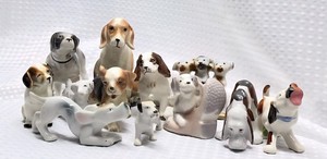 12 Small MIJ Dog Figurines Terrier Hound Vintage Made in Japan
