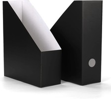 12 Pack Black Magazine File Holder Cardboard Magazine Rack with Label Foldable