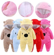 Newborn Baby Boy Girl Kids Bear Hooded Romper Jumpsuit Bodysuit Clothes Outfits