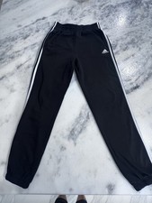 Boys Adidas black joggers with white stripes size 14/16
