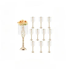 10PCS 55cm/21.65” Tall Crystal Wedding Flower Stand Vase Table Flower Stand