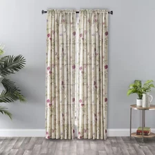 Balmoral Lilac Polyester Crushed Taffeta Floral 48 In. W X 84 In. L Rod Pocket L