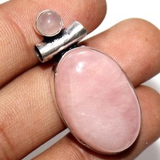 Classy Look Kunzite Rose Quartz 925 Silver Plated Pendant 1.7