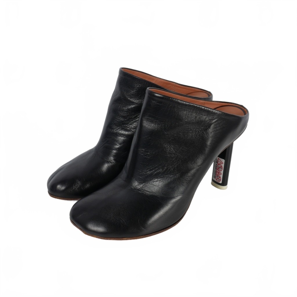 Heel Leather Sabot Boots Black Ladies