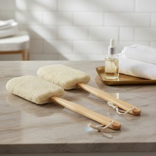 2 Pack Natural Exfoliating Loofah Luffa Loofa Bath Brush On a Stick, Shower Spon
