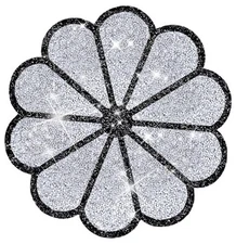 Washable Waterproof Diamond Circle Placemats for Round 1 PCS Silver Black