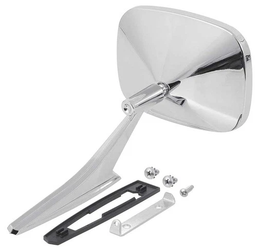 1968-72 Chevrolet Pontiac; Outer Door Mirror; Chrome; Ribbed; Driver Side; "Show
