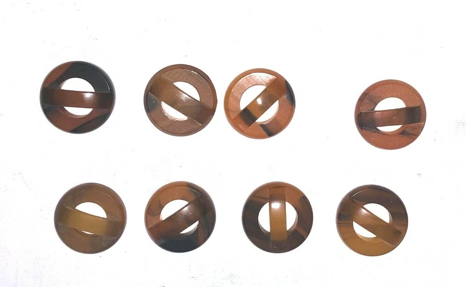 Set of 8 Plastic Lucite Buttons Fasteners Faux Tortoise Vintage - Image 3 of 3