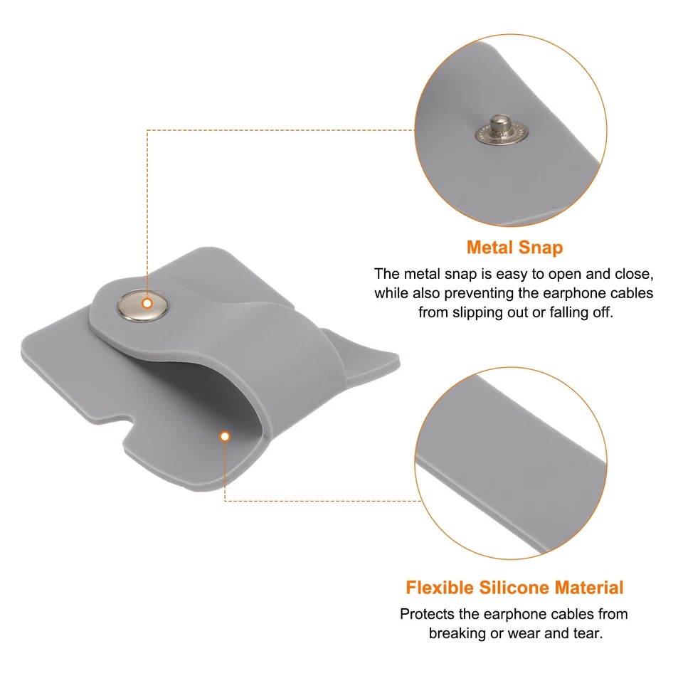 Envoltura para Auriculares 12 x 5 cm Silicona Cable Organizador Soporte para Auriculares, Gris Foto 4 de 4