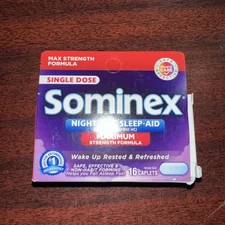 Sominex Nighttime Sleep Aid - Maximum Strength Formula - 16 Caplets - Ex: 6/27