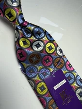 NWT VERSE 9 MULTI COLOR GEOMETRIC STYLE PRINT SILK DESIGNS NECK TIE & HANKY