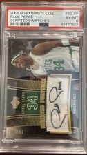 PAUL PIERCE 2005-06 UPPER DECK EXQUISITE SCRIPTED SWATCHES AUTO /25 PSA 6 Patch