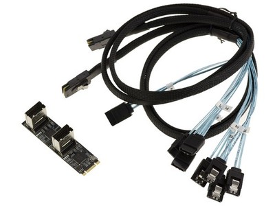 Karte M.2. 8 Ports SATA 3.0 6Gbps für M2 Port PCIe 3.0 M Key oder B+M + KABEL