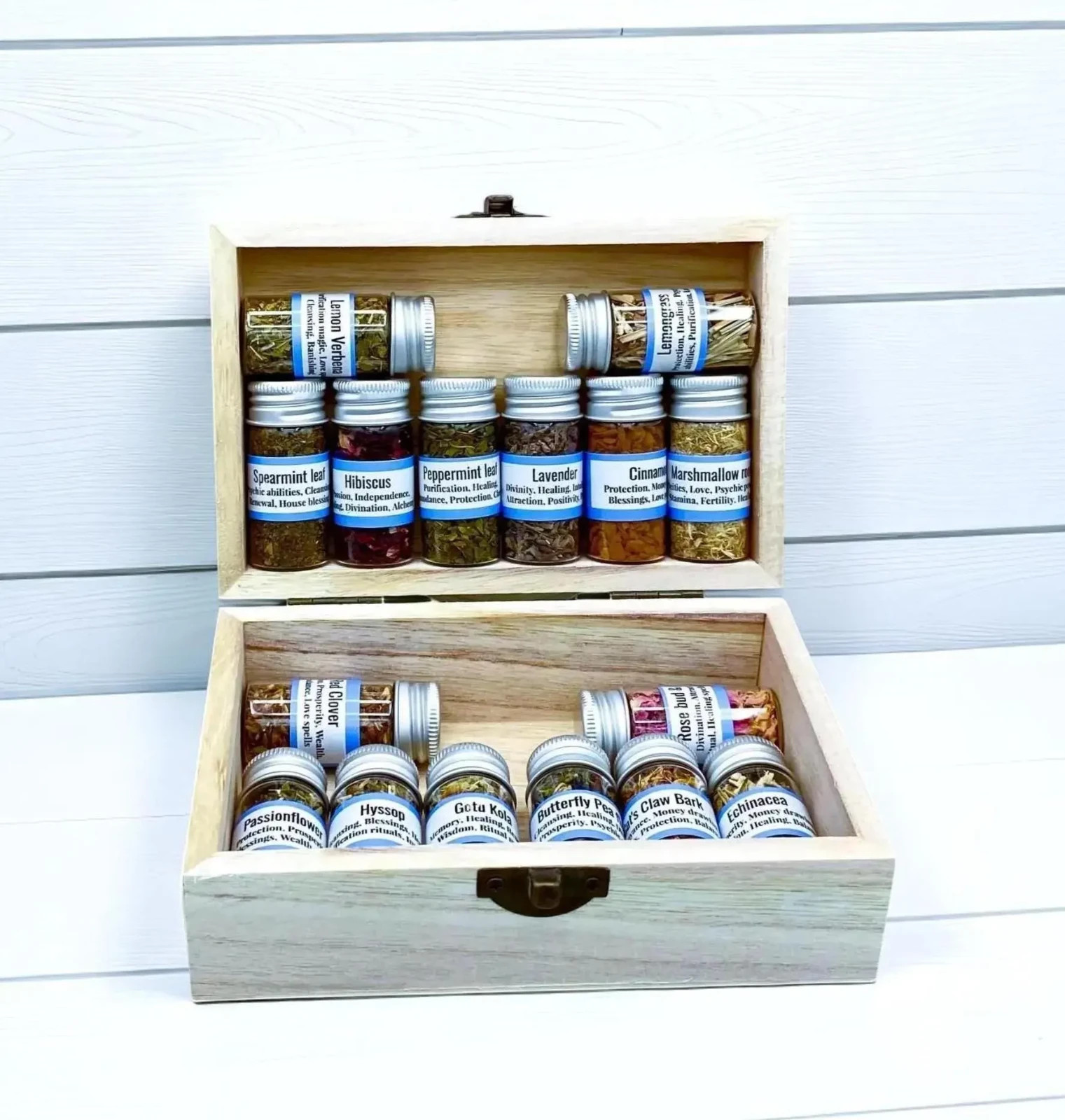 Wooden Apothecary Herb Spell Bottle Kit Witchcraft Tools Witchy Herb Box Set