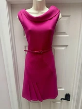 Oscar De La Renta Fuchsia Wool Silk Dress. Made In Italy.