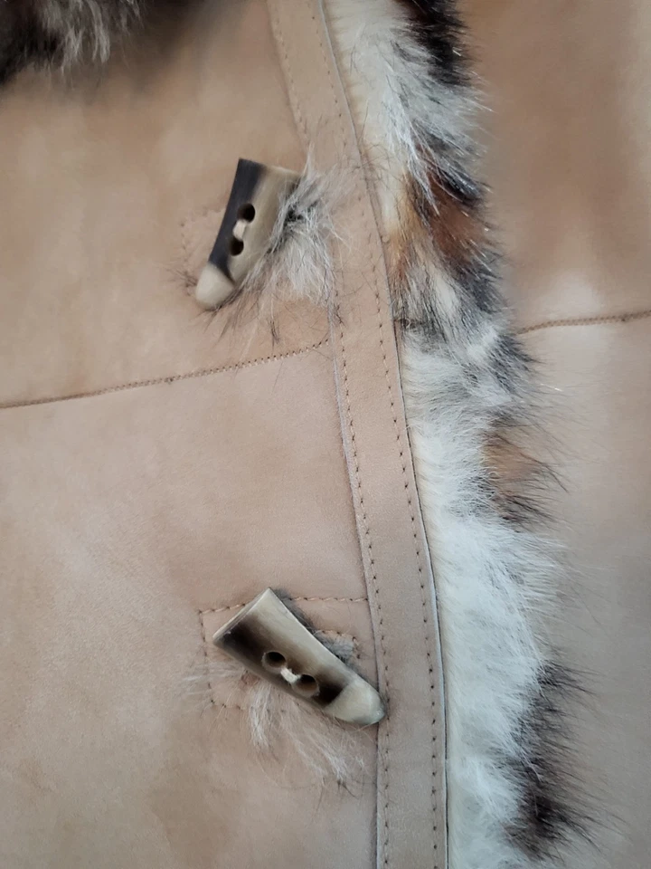 Abrigo de piel de oveja genuino estampado de leopardo talla 12-14, piel de oveja toscana, moda Aspen Foto 4 de 4