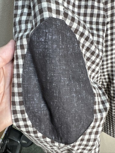 Scott James 38R Toppe Gomito Marrone Gingham Check Lino Cotone 3 Bottoni Casual - Foto 6 di 16