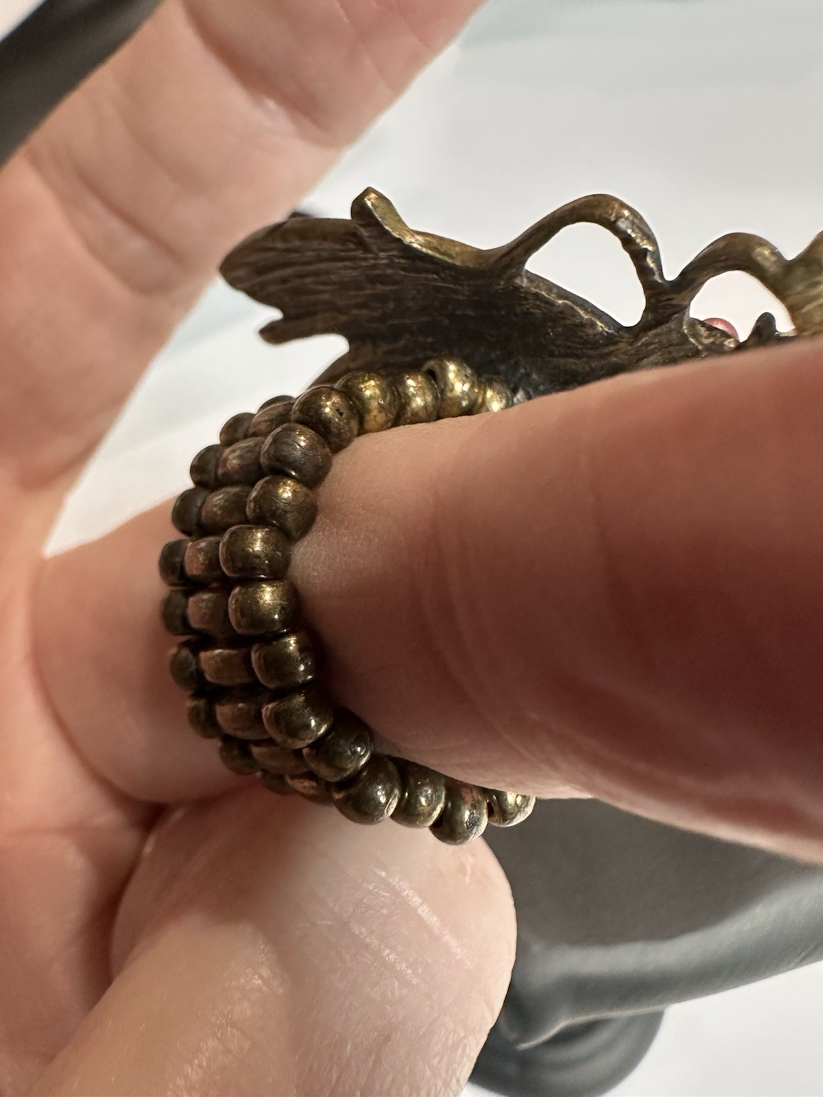 Vintage style statement ring insect Bee Moth Bead… - image 12