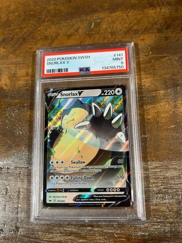 POKEMON 2020 Sword & Shield SNORLAX V #141 PSA 9 Mint RARE