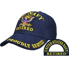 U.S NAVY RETIRED PROUDLY SERVED BLUE EMBROIDERED Cotton Hat Cap LICENSED