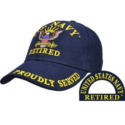 U.S NAVY RETIRED PROUDLY SERVED BLUE EMBROIDERED Cotton Hat Cap LICENSED