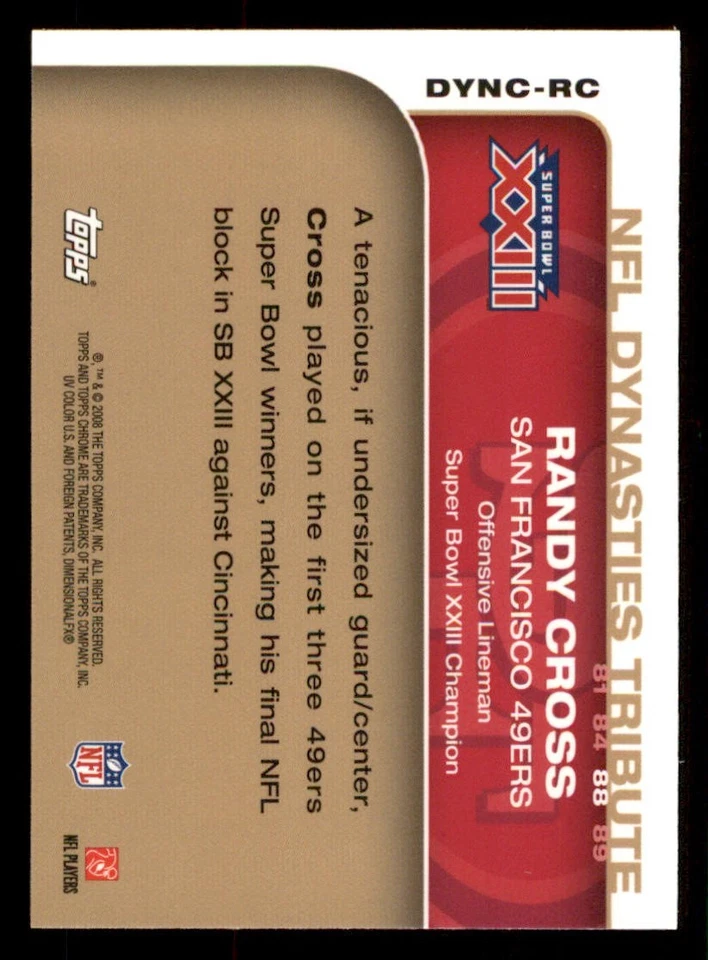 2008 Topps Chrome Dynasties #DYNCRC Randy Cross - Image 2 of 2