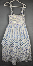 Crystal Doll Maxi Dress Womens Size XL Bohemian Cottagecore Blue/White
